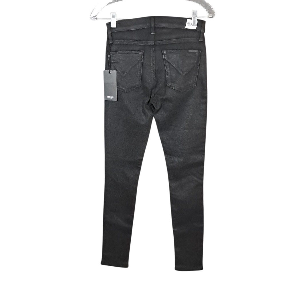 Hudson Jeans Barbara High-Waist Black Super Skinny Jean Women's 25 Emo Biker - Picture 2 of 13